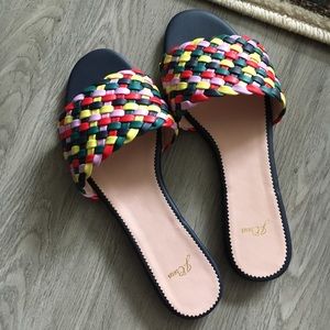 J. Crew rainbow woven slide sandals, 8, NWOT 🌈